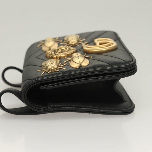 GUCCI Waist Pouch Leather Black Gold 488417 0416 Auth sw1265 - Picture 4 of 16